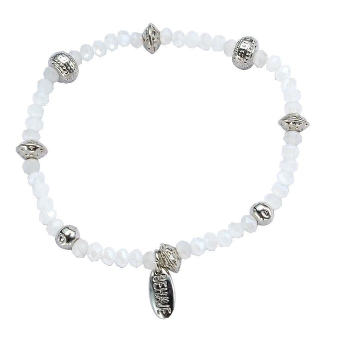 Behave - Armband dames - Witte facetkralen met accent - Minimal look