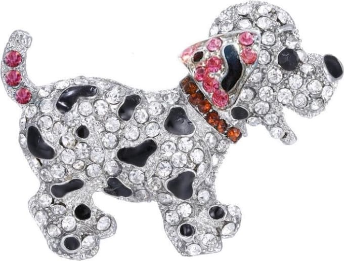 Fako Bijoux® - Broche - Puppy - Kristal - 53x40mm - Roze