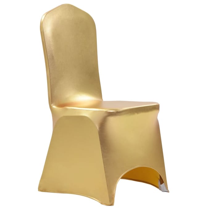 vidaXL - 6 - st - Stoelhoezen - stretch - goud