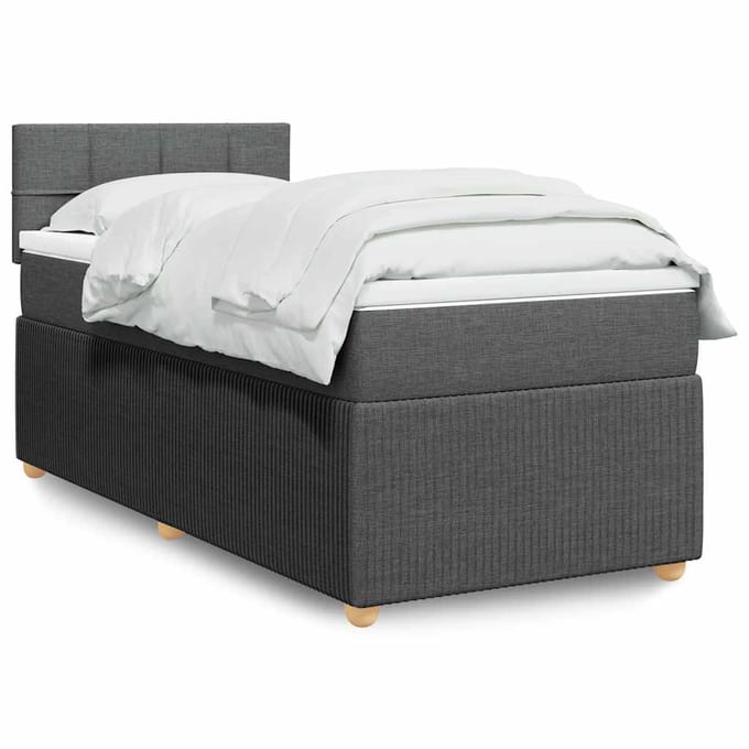 vidaXL - Boxspring - met - matras - stof - donkergrijs - 100x200 - cm