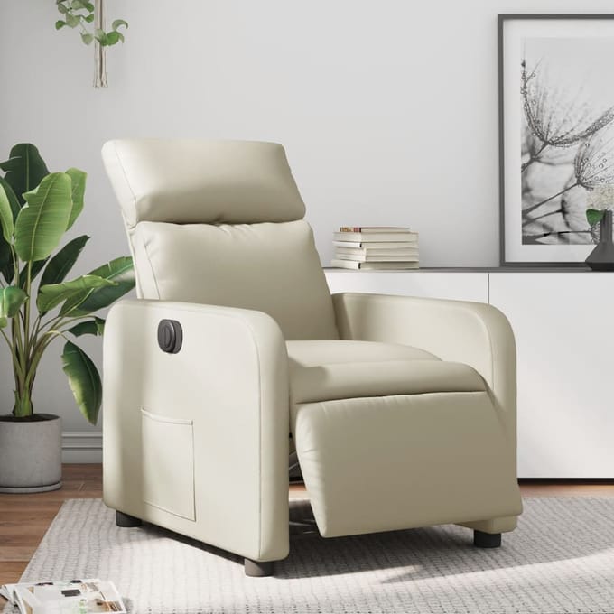 vidaXL - Fauteuil - elektrisch - verstelbaar - kunstleer - crèmekleurig