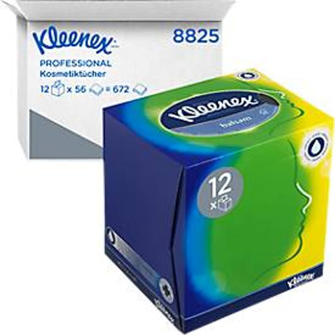 Kleenex® Cosmetic Tissues 8825, 3-laags, 1 doos = 56 tissues, pak van 12, wit