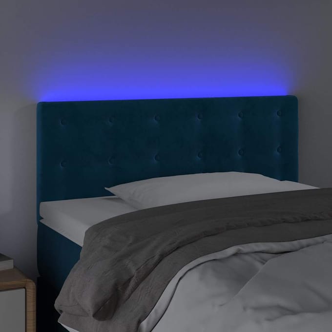 vidaXL - Hoofdbord - LED - 100x5x78/88 - cm - fluweel - donkerblauw