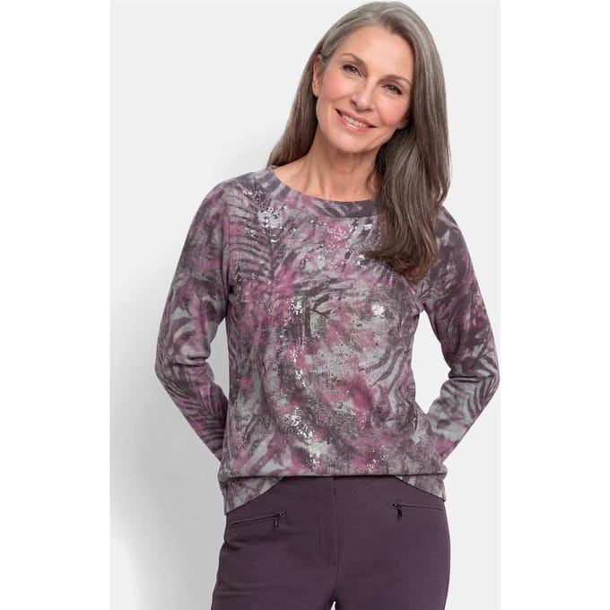 Sweatshirt in metallic look - bessen / gedess. - Gr. 20 van Goldner Fashion