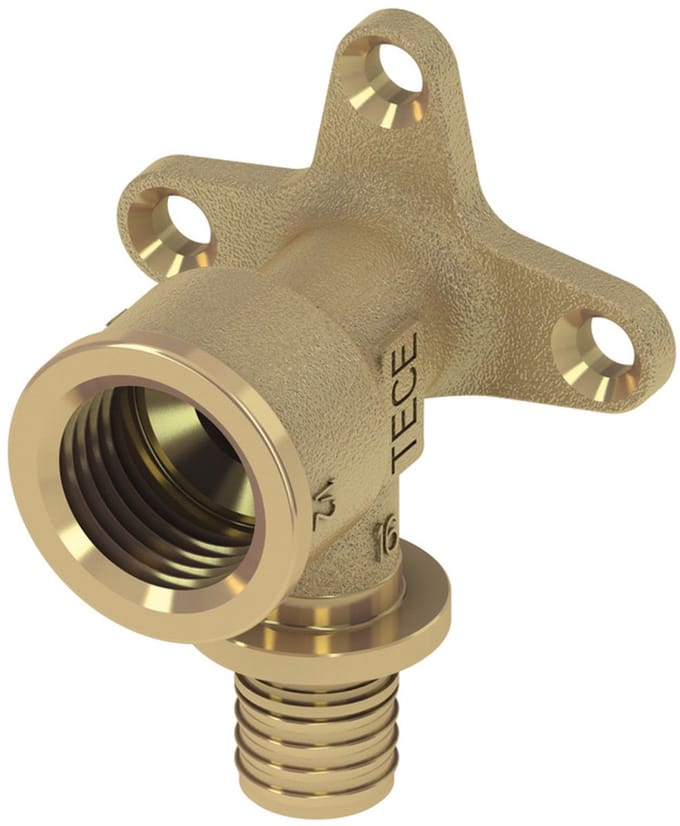 TECE TECEflex muurplaat, standaard messing, afmeting 25 x Rp 3-4", 768526