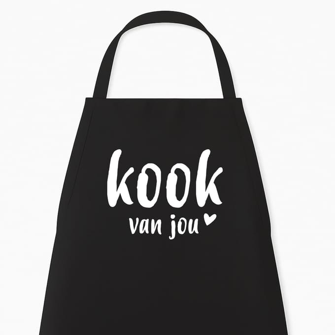 Go Mama - Keukenschort “Kook van jou” – Grappig kookschort – One Size – Zwart – Humor cadeau – Origineel kerst- of sinterklaascadeau