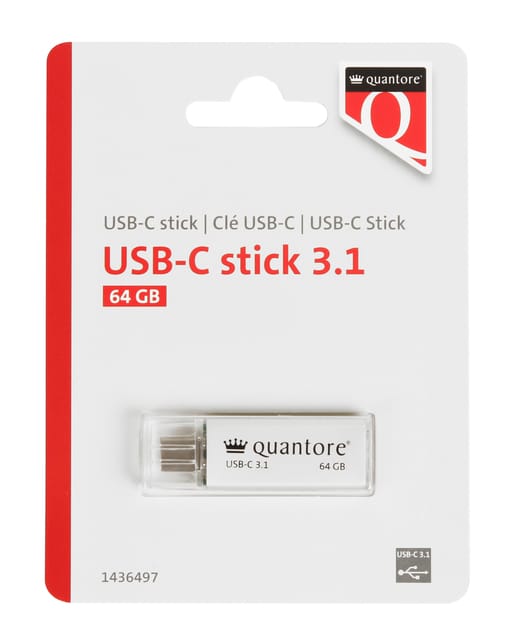 USB stick 3.1 Quantore USB-C 64GB zilver