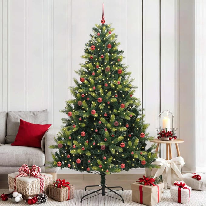 vidaXL - Kunstmatige - Scharnierende - Kerstboom - 300 - LEDs - Groen - 210 - cm