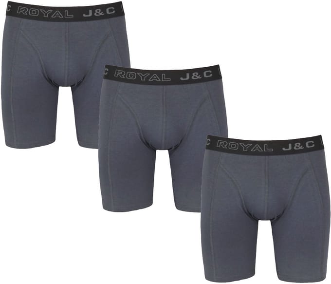 3-PACK LUXE EN ELASTISCHE HERENBOXERSHORT MET LANGE PIJPEN J&C - maat M