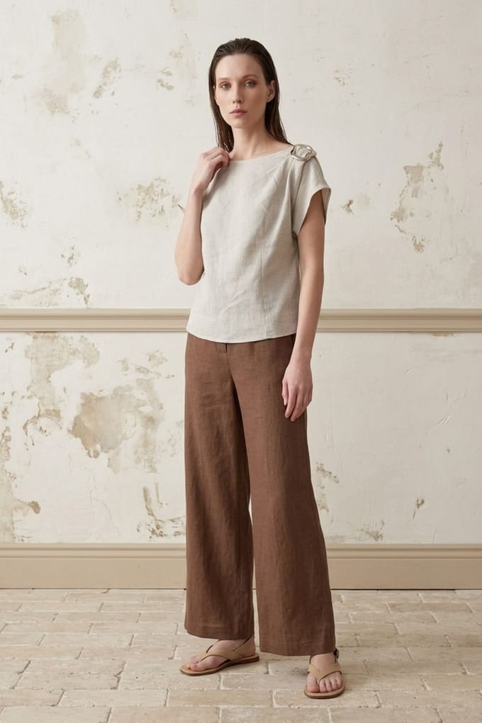 Katoenen Poplin Bootkleurige Blouse met Strik