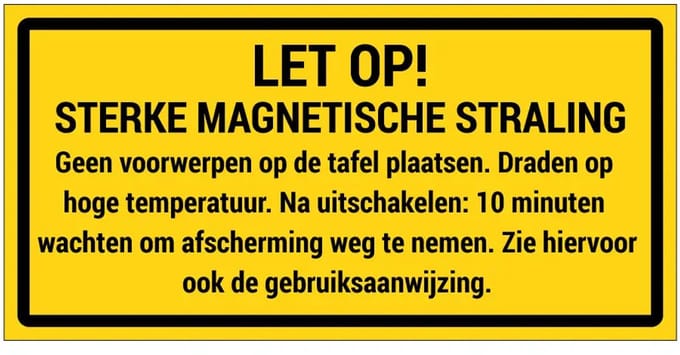 Let op sterke magnetische straling sticker | 20 x 10 cm