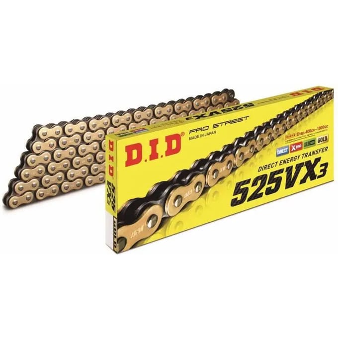 Motorfiets rolketting D.I.D 525Vx3(G&B) X 122 Mail. Zj