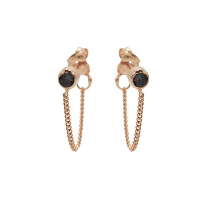 Karma oorbel Chain Black Zirkonia rosé M1895