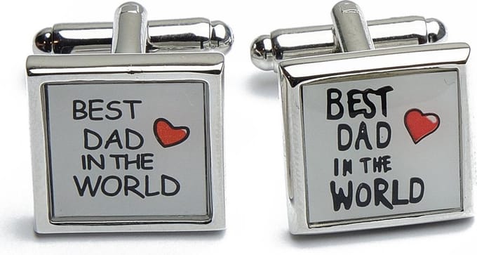 Manchetknopen - Best Dad in the World Tekst Zwart met Wit