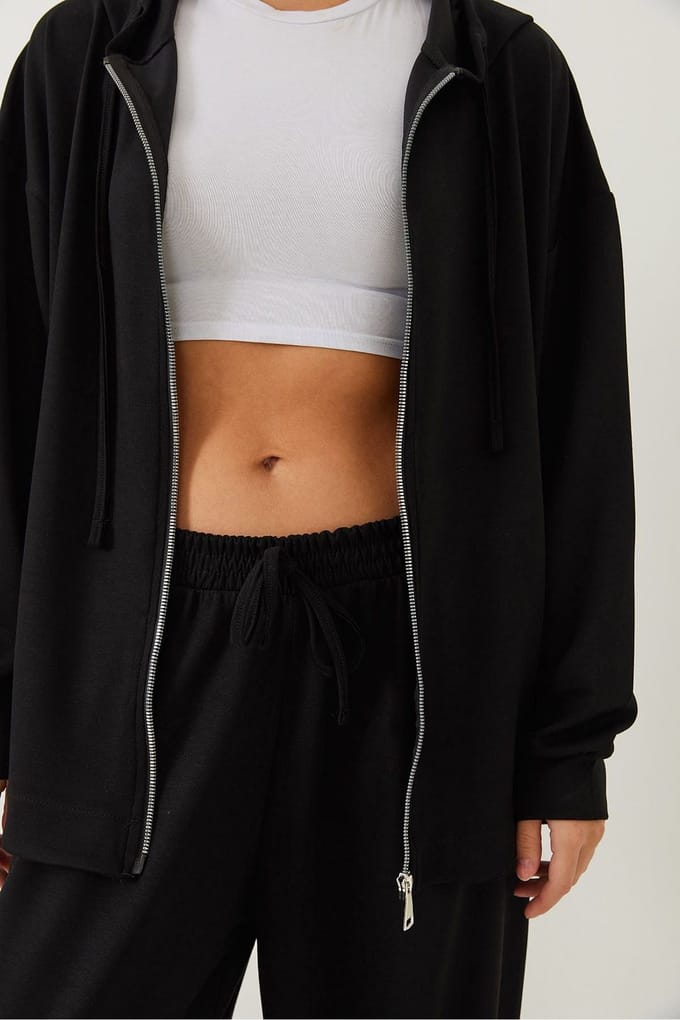 Hooded Lange Sweatshirt en Wijde Leggings Twee-Piece Set