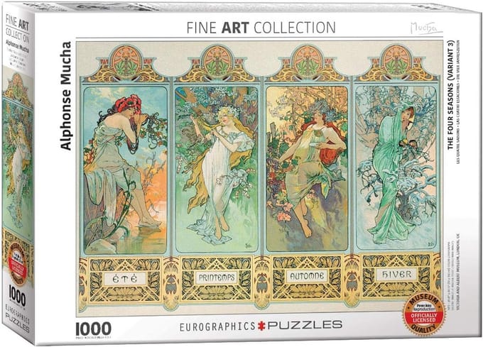 empireposter De vier seizoenen van Alphonse Mucha 1000 stukjes puzzel formaat 68 x 48 cm