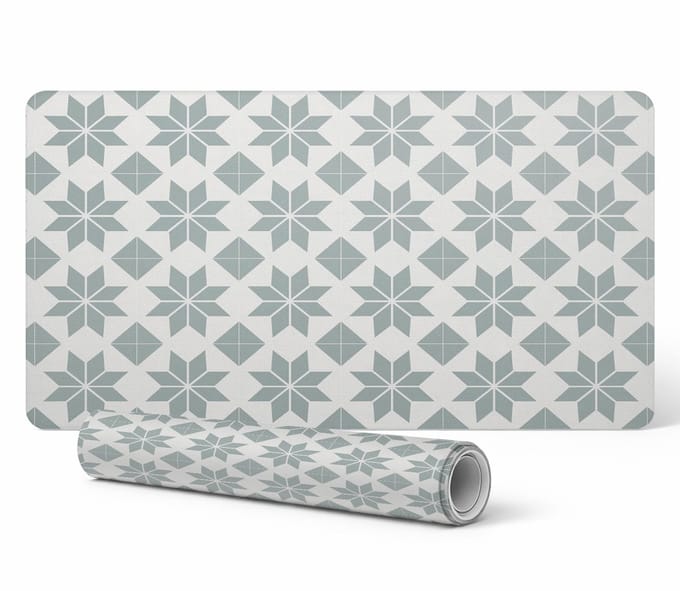 Stijlvolle vinyl computermat met geometrisch bloemenpatroon, 90x45 cm