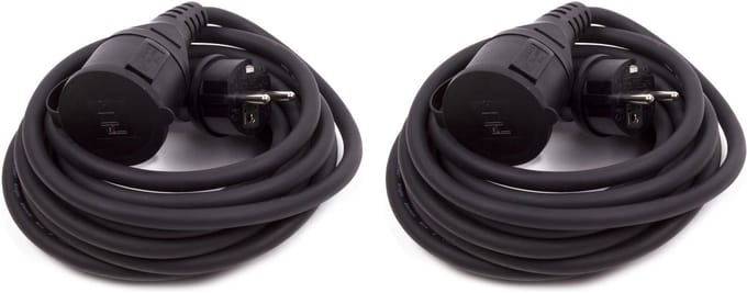 Benson Verlengsnoer rubber - 2x - 5 meter - spatwaterdicht IP44 - 3500W - 3-polig