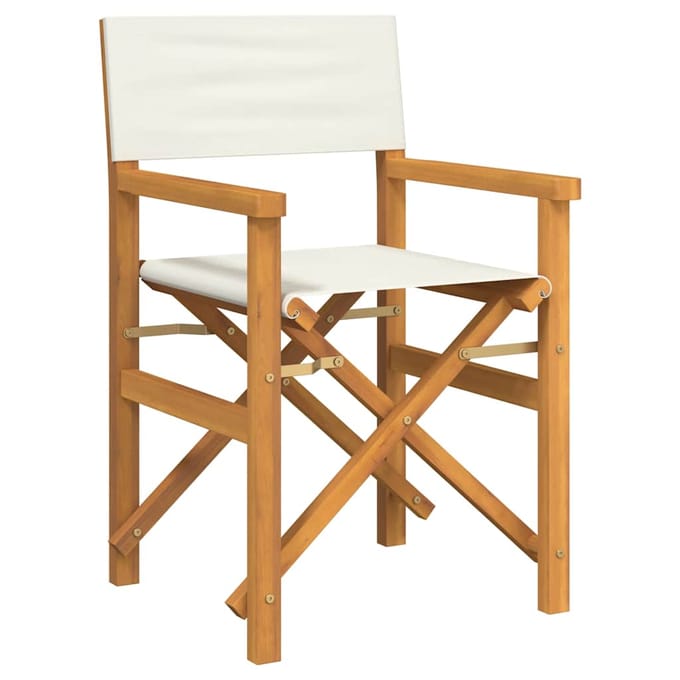 vidaXL - Regisseursstoelen - inklapbaar - 2 - st - massief - teakhout - crèmekleurig