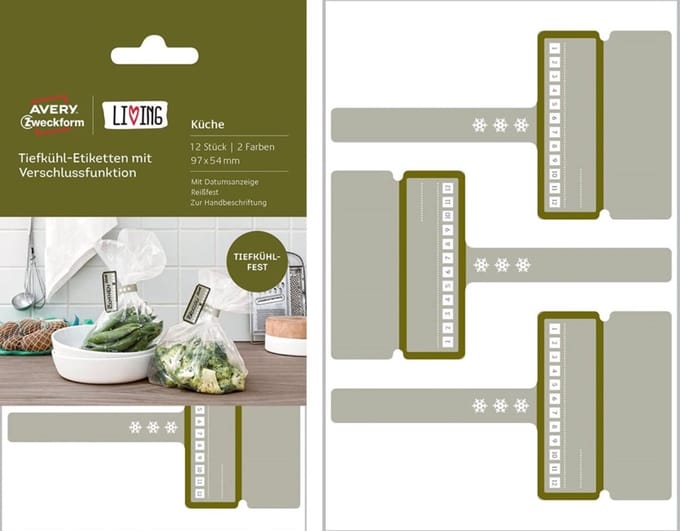 AVERY Zweckform LIVING Tiefkühl-Etiketten mit Verschluss-