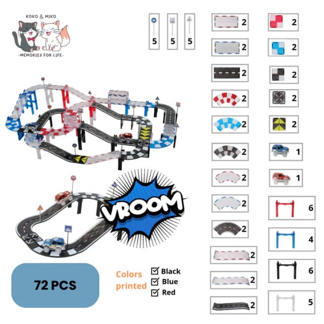 MNTL Magnetische autobaan set 72-delig