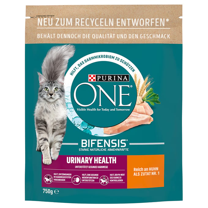 50% korting! 2 x Purina One droogvoer voor katten kleine verpakkingen - Urinary Health met Kip (2 x 750 g)