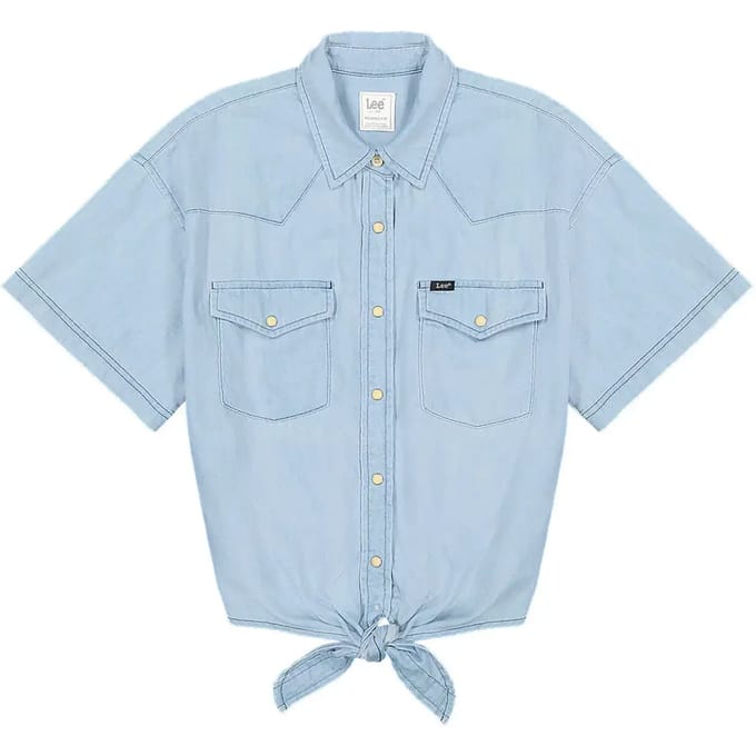 Lee Western Cropped Overhemd Met Korte Mouwen Blauw M Vrouw