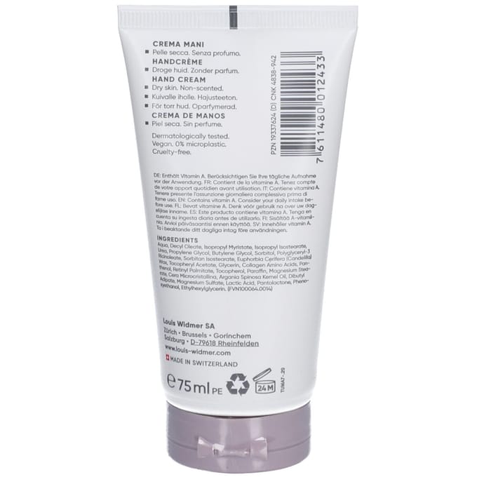 Louis Widmer Bodycare Handcrème Zonder Parfum 75ml