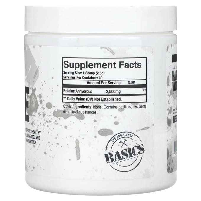 Ax & Sledge Supplementen, Basic, Betaïne, Ongezoet, 3,53 oz (100 gr)