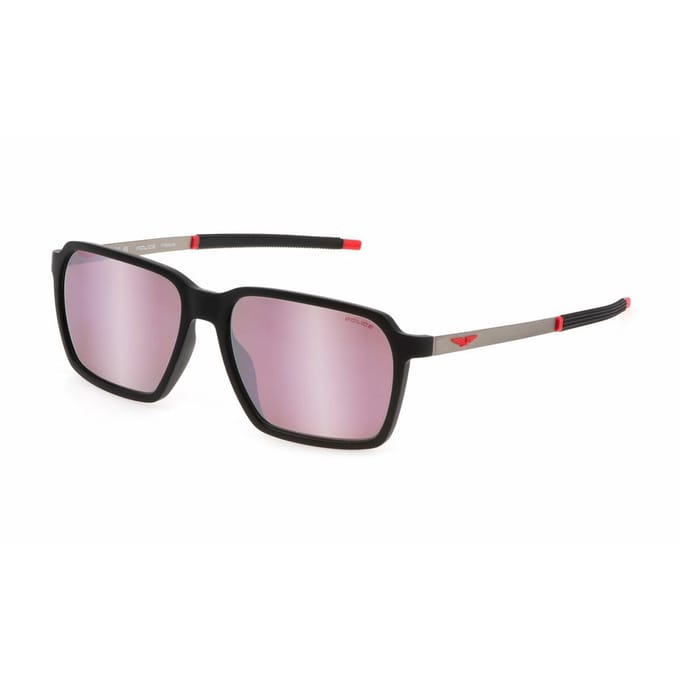 Police SPLL16 Solstice 5 U28Z matzwart roze multilayer zonnebril wit gespiegeld