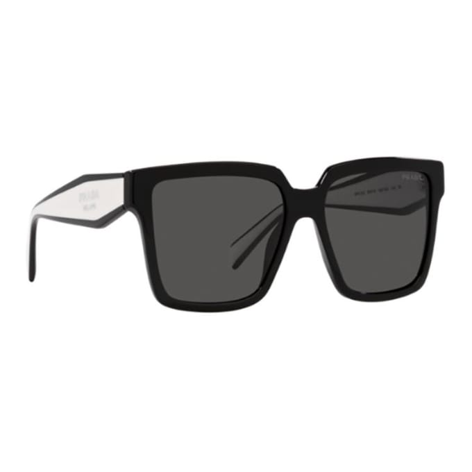 Prada Vierkante Zonnebril Met Logo Dames zonnebril Zwart PR24ZSF1AB5S057 Basic Packaging-Eyeglass Case+Box,57 gray