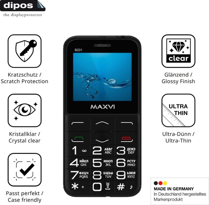 dipos – 4x Beschermfolie geschikt voor Maxvi B231 | Krasbestendige & heldere Screenprotector Ultra-Thin