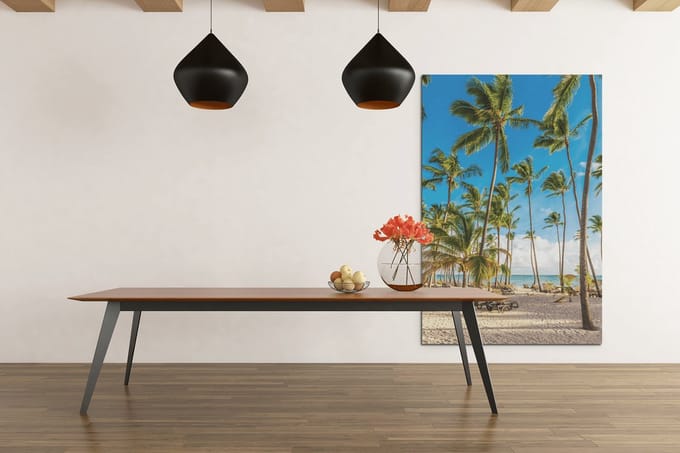 Canvas Schilderij - Landschap - Palmbomen en Strand - 60x40x2 cm
