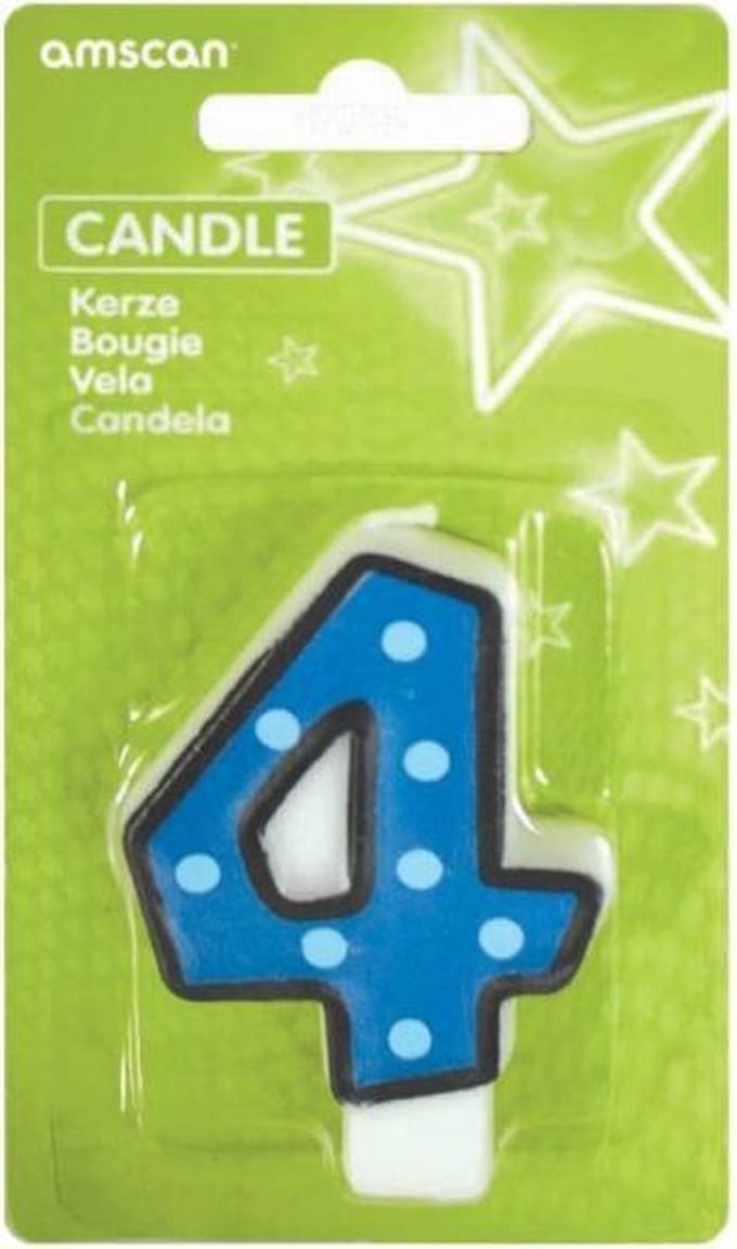 Amscan Verjaardagskaars 4 - Dots & Black Border 7,6 Cm Blauw