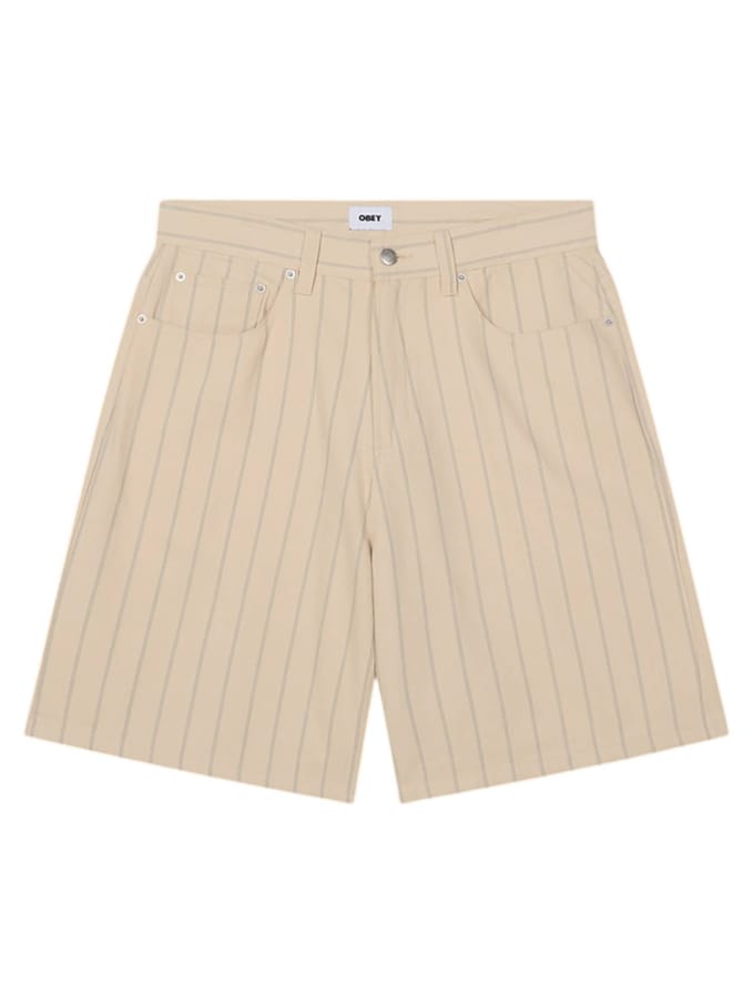 Obey Stripe baggy denim gestreepte short van brede been jeans - pelican multi