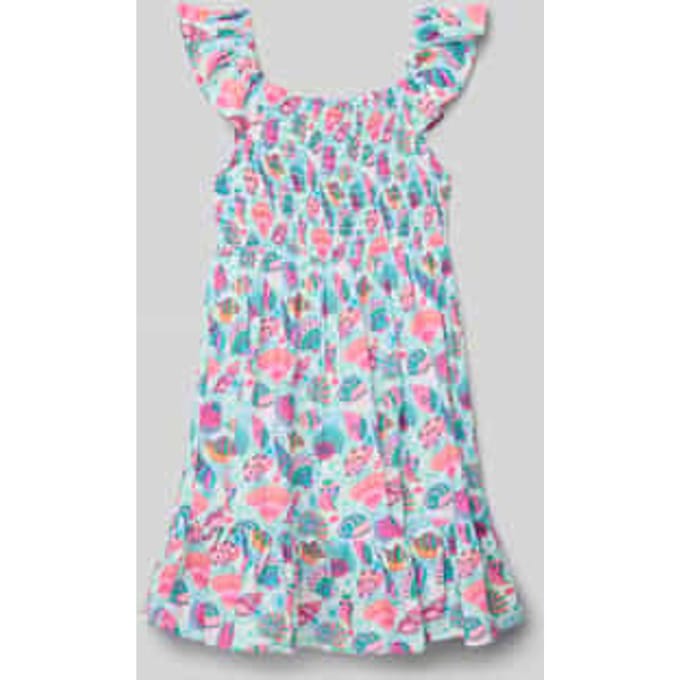 Jurk van viscose met smokdetails