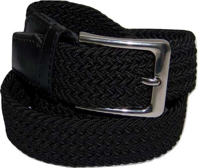 Zwart - Elastische Comfort Riem - maat85 cm - Gevlochten - 100% Elastisch - Nikkelvrije Gesp