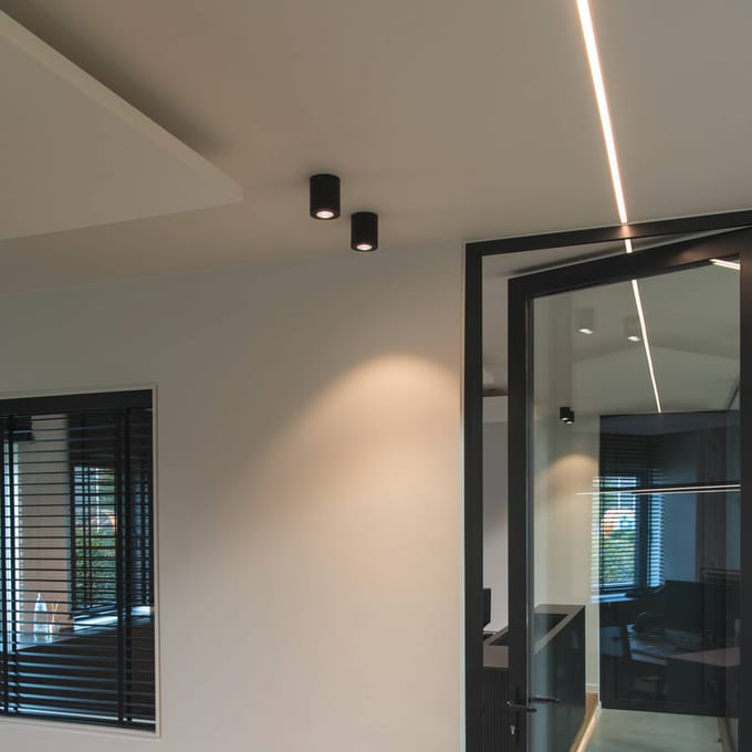 SLV Triledo plafondlamp, zwart, aluminium, Ø 10 cm
