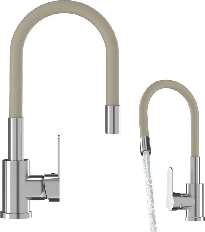 Granitan Keukenkraan Grado - met Flexibele Uitloop - Beige