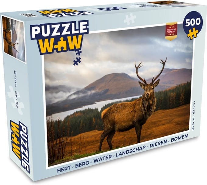 Puzzel Hert - Berg - Water - Landschap - Dieren - Bomen - Legpuzzel - Puzzel 500 stukjes