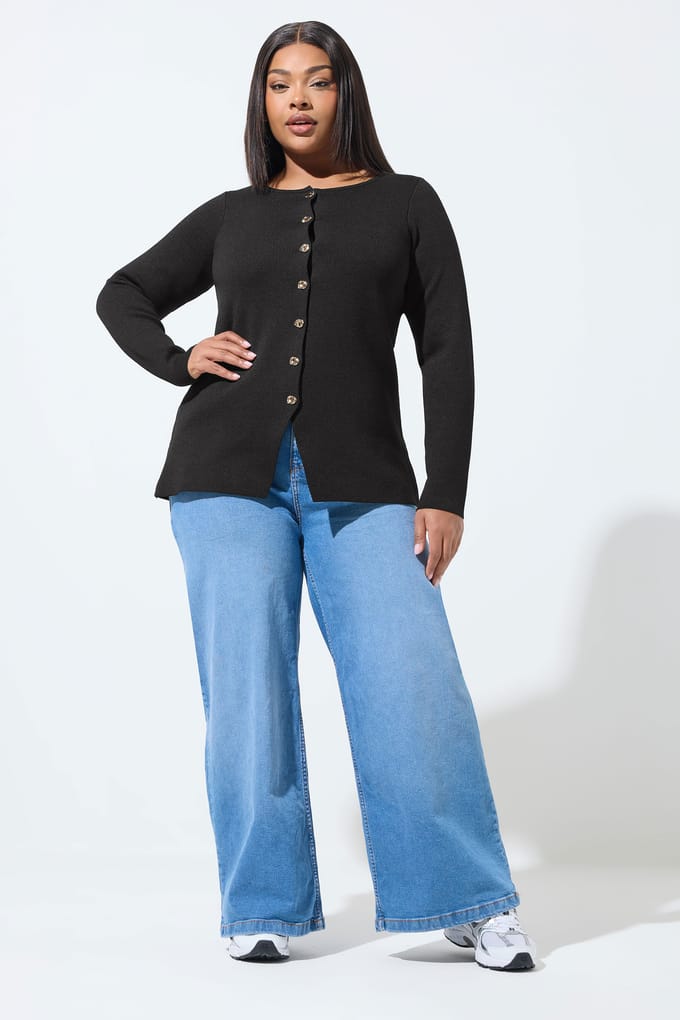 Limited Collection Zwarte Gebreide Top Met Lange Mouwen Size 48