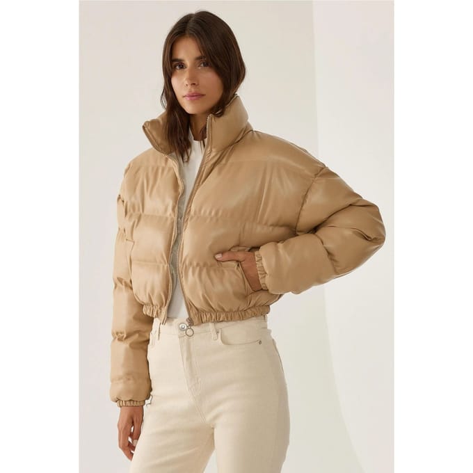 Faux leren pufferjas