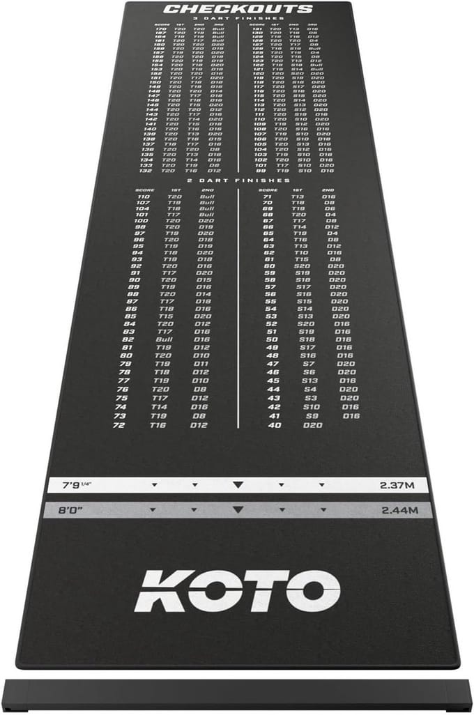 Professionele Antislip Dartmat 285 x 80 cm met Score Indicator