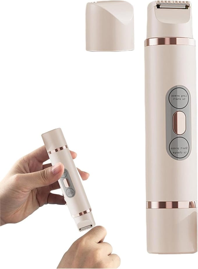 Elektrische Dames Scheerapparaat - Gezichts trimmer - Pijnloos Scheren - 2-in-1 Dubbele Kop - 16.7 cm - Wit