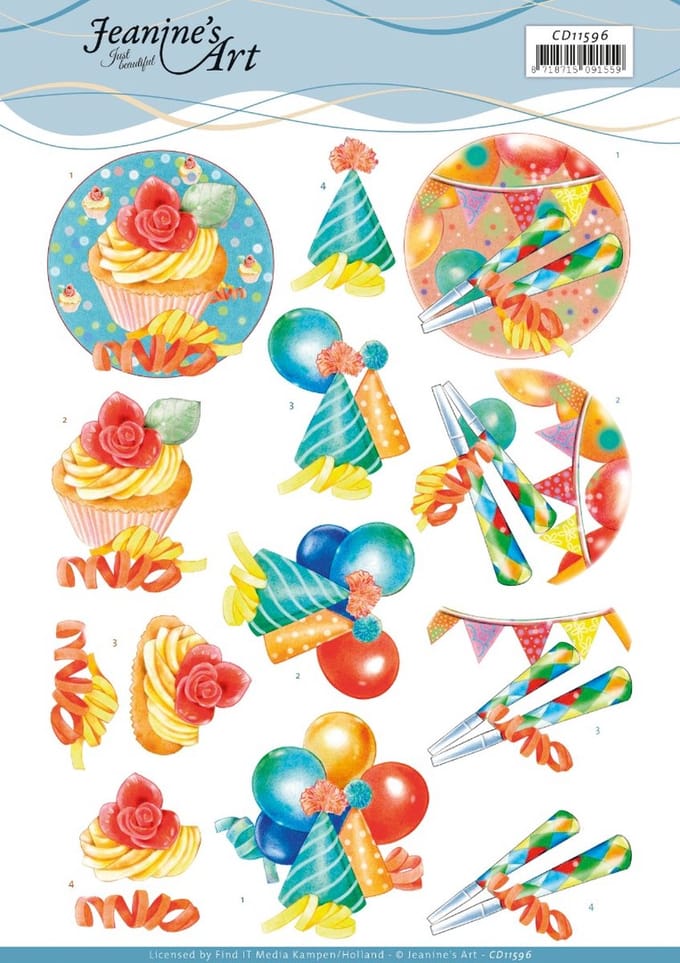 Happy Birthday 3D-Knipvel Jeanine`s Art 1 stuks