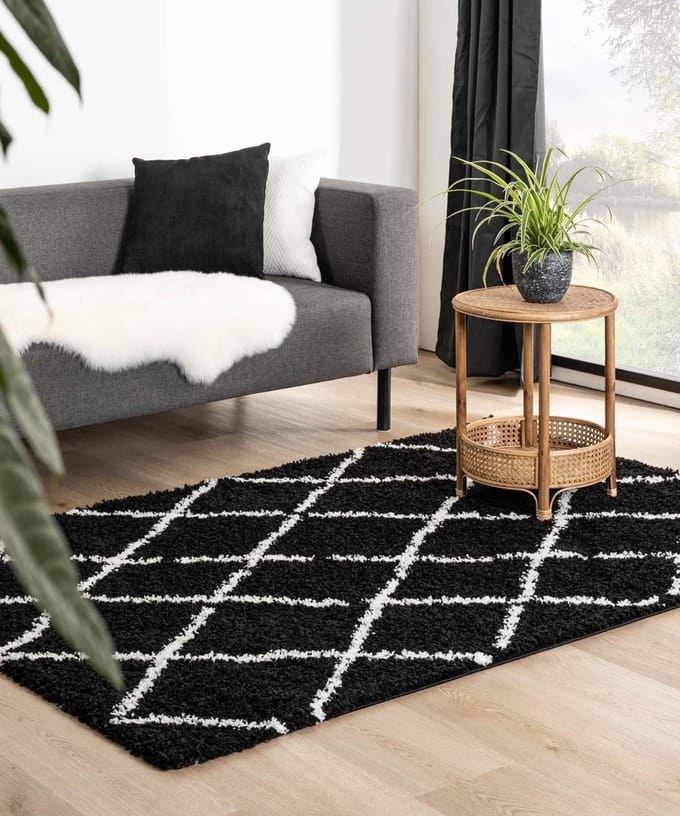 Berber vloerkleed - Habitat zwart/wit 80x150