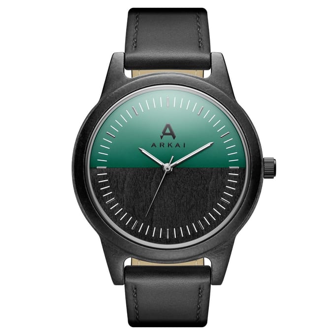 Arbor | Groen horloge van esdoornhout met twee­kleurige wijzerplaat