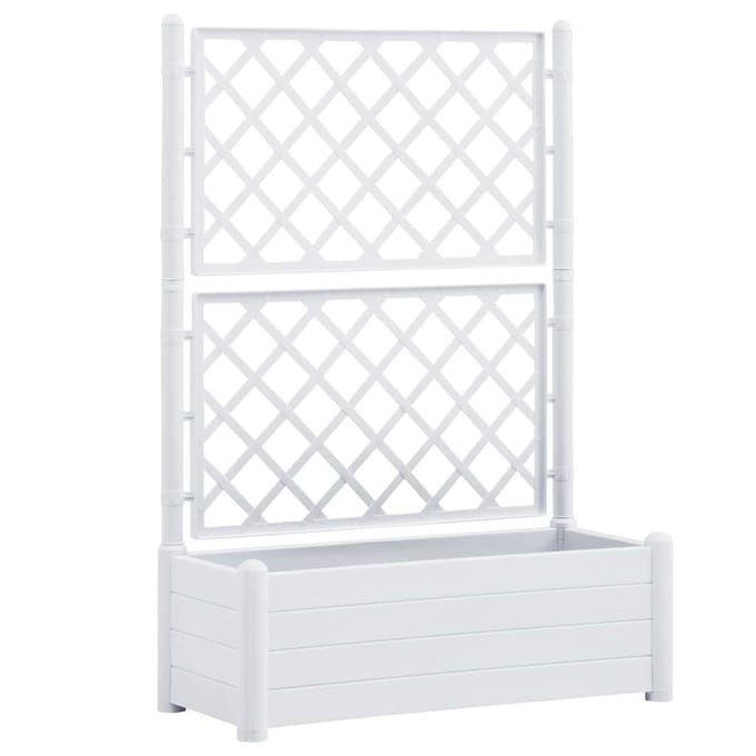 vidaXL - Plantenbak - met - latwerk - 100x43x142 - cm - PP - wit