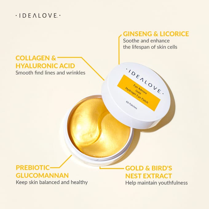 Idealove, Eye Admire Gold Hydrogel Eye Patch, 60 patches black