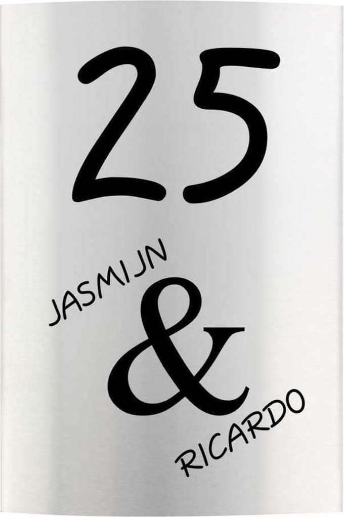 RVS naambord gebogen 15 x 25 cm